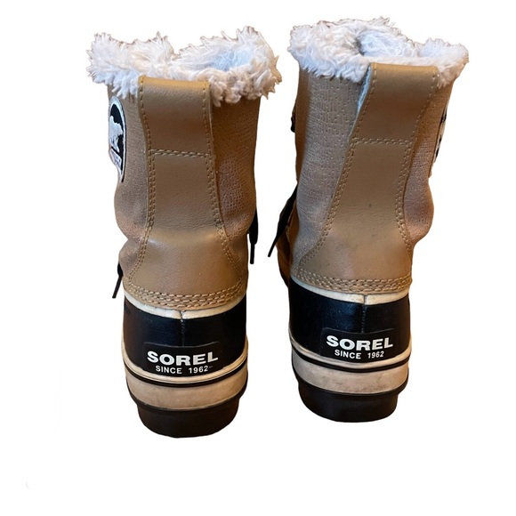 Sorel Tivoli Lace Up Waterproof Mid Calf Women’s Winter Boots Sz 10 Tan & Black - Picture 3 of 15